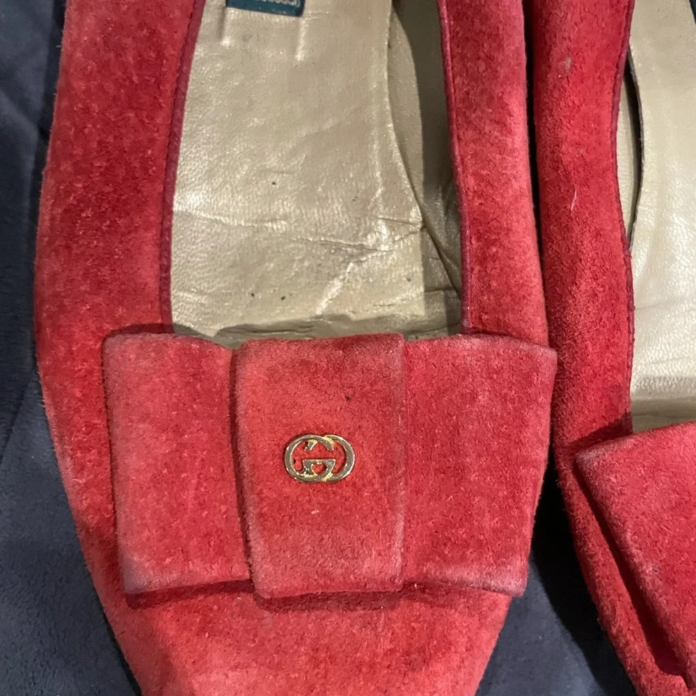 Gucci orange suede flats sz 38.5 US - Picture 3 of 8
